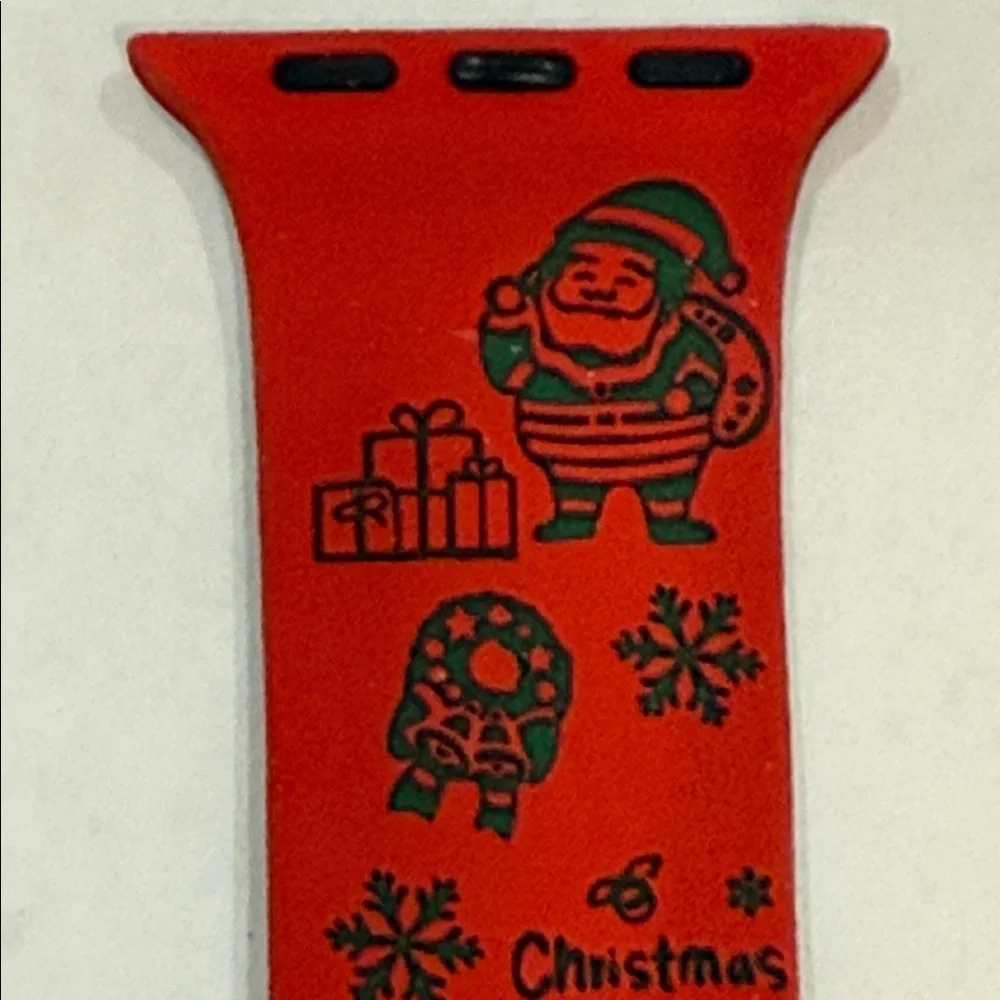 Festive Christmas Red and Green Engraved Silicone Smartwatch Band
